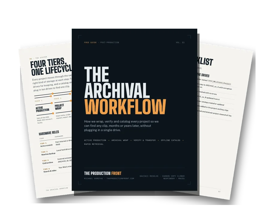 The Archival Workflow guide: the cover and two inside pages